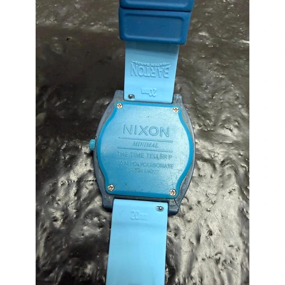Nixon Time Teller P Quartz Wristwatch Plastic Strap Retro Blue Green Unisex